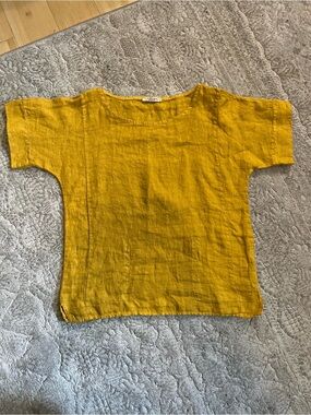 Francesca bettini Women’s Mustard Yellow Linen Top Small